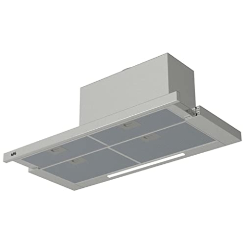 AEG DPE5960M Dunstabzugshaube, ausziehbar, 90 cm, 3 Geschwindigkeiten + Intensiv, Leistung bis 660 m³/h, Geräuschpegel 60 dB(A), inklusive Panel, LED-Lichter, Edelstahl, Klasse A