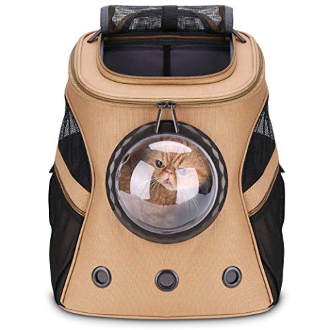 Lollimeow Katzenrucksack Großer HaustierRucksack - Fluggesellschaft zugelassen für Katzen & Hunde. Hunderucksack für fette Katzen und Welpen (große,Khaki)