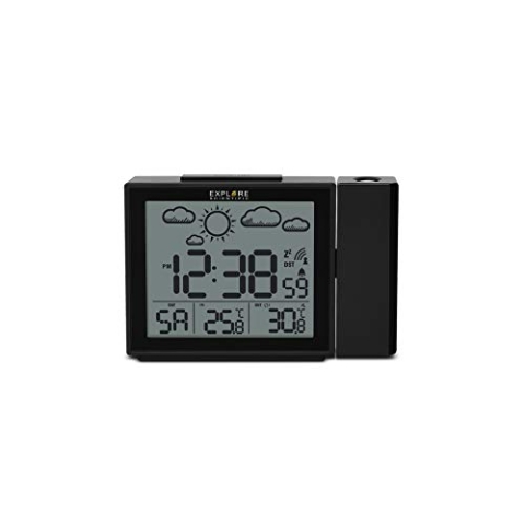 Explore Scientific Projektions-Funkwecker mit Wettervorhersage und Innen- und Außentemperatur, RPW3009CM3000, schwarz, medium