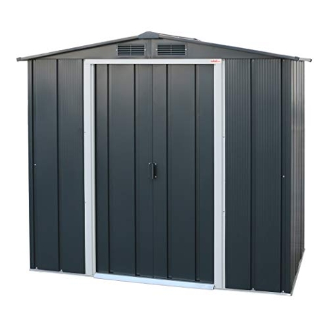Duramax ECO 6 x 4 (2.17 m²) Metallgerätehaus, feuerverzinktes Metall gerätehaus - Geräteschuppen, verstärkte Dachkonstruktion, wartungsfreier und wetterfester Metallschuppen, Anthrazit