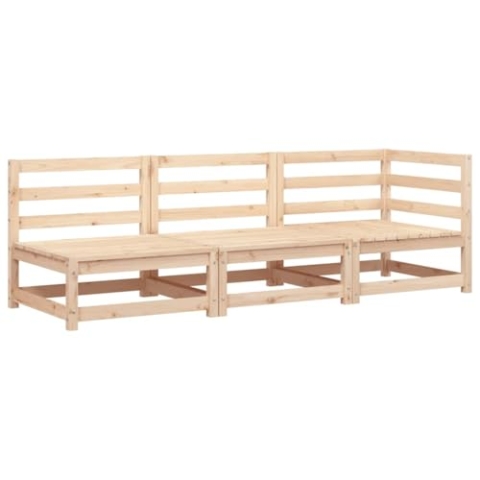 vidaXL Gartensofa 3-Sitzer, Modular Sofa mit Rückenlehne, Gartensessel mit Lattenrost, Relaxsessel Lounge Sessel Gartenmöbel, Massivholz Kiefer