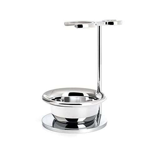 MÜHLE Rasiererset - Ständer mit Schale - Halter für Rasierer und Pinsel der Vivo und Rytmo-Serie - verchromtes Metall