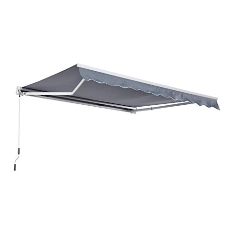 Outsunny Gelenkarmmarkise Verstellbare Klemmmarkise Terrassenmarkise 3,95 x 3m Sonnenschutz mit Kurbel, Balkonmarkise, Grau