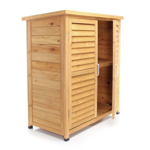 Gartenhaus mit 2-flügelige Tür 870x465x916 mm halbhoch aus Fichtenholz mit Pultdach für Garten, Terrasse & Balkon Gerätehaus Geräteschuppen Holzhaus Werkzeugschrank