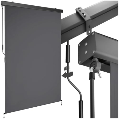 tectake® Markise, Senkrechtmarkise, Sonnenschutz Balkon Sichtschutz Terrasse, Flexible Trennwand für Pergola, Garten, Windschutz, Sonnenschutz, Balkonsichtschutz - schwarz, 120 x 250 cm