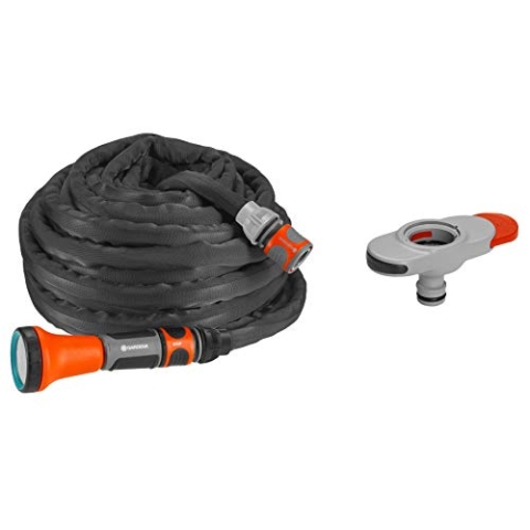 Gardena Textilschlauch Liano Set 10m: Flexibler und robuster Gartenschlauch aus Textilgewebe, Schlauch ideal für Balkon und Terrasse, kein Knicken oder Verdrehen, inkl. Indoor-Adapter (18427-20)