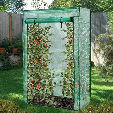 Lendo Online Gewächshaus mit wasserdichter PE-Gitterfolie - Foliengewächshaus- grün - Stahl - Tomatengewächshaus - Gartenhaus - Gartengewächshaus - Treibhaus - Balkon/Garten 100x50x150cm