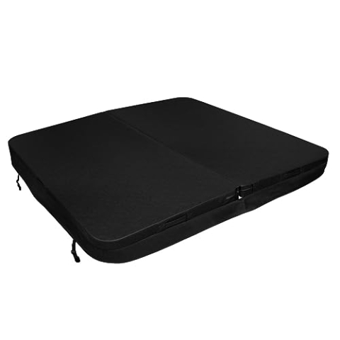 Whirlpool Abdeckung Spa Deckel 210x210cm Sichere Outdoor-Schutzhülle Quadratisch Hardtop Wetterfest PVC-Leder UV-schimmel- und flammfest 4 x Abschließbare Gurte mit Schlüsseln 6 x Hebebügel – Schwarz