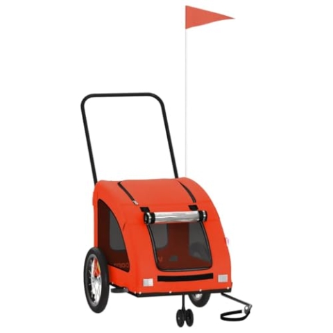 vidaXL Fahrradanhänger für Hunde, Hundeanhänger für Fahrrad, Anhänger für Katzen Haustiere, Hundefahrradanhänger Haustieranhänger, Orange Oxford-Gewebe Eisen