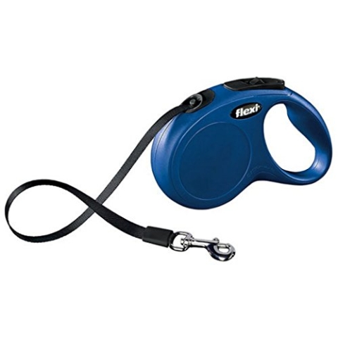 flexi Roll-Leine New Classic M-L Gurt 5 m blau für Hunde bis max. 50 kg