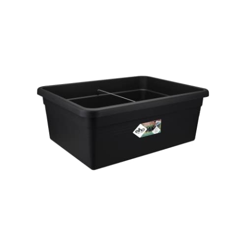 elho green basics Movable Garden Pflanzenkasten – Viereckiger Blumentopf in Living Black – Rollbarer Topf für den Außenbereich – ca. L 57,9 x W 76,7 x H 29 cm