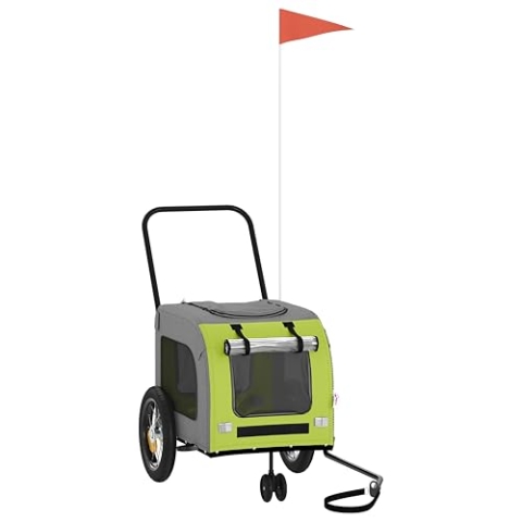 vidaXL Grüner Hunde-Kinderwagen Polyester, Stahl 124 x 53 x 53 cm Faltbar