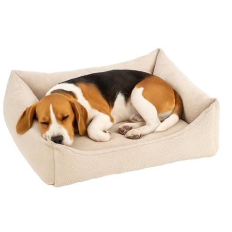 Flamingo Orthopädisches Hundebett Baldar – Rechteckig, Beige, 65 cm | Ergonomischer & Bequemer Schlafplatz für Hunde!