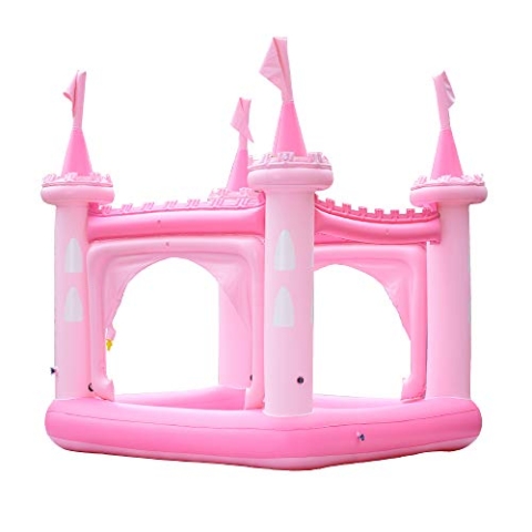 Teamson Kids Großes Garten Aufblasbares Riesen Planschbecken mit Sprenger, Rosa, Schloss für Jungen und Mädchen im Freien, 208 x 208 x 216 cm, mit Zubehör