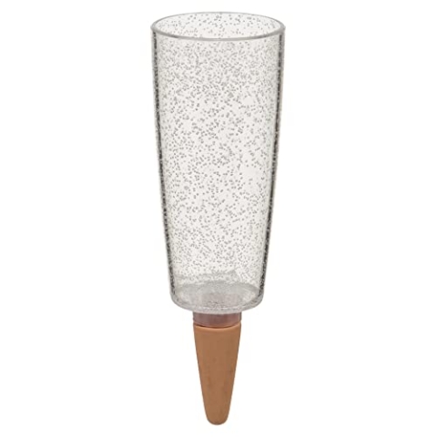 Scheurich Wasserspender Copa XL | 3X Transparent | 500 ml Füllmenge | Bewässerungskugel klein mit Ton Fuß | Wasserspender Pflanzen und Blumen Terrakotta Stiel