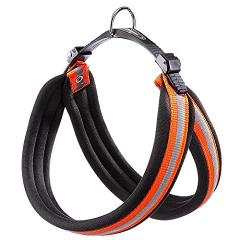Ferplast Geschirr für große Hunde AGILA Reflex 9 Hundegeschirr mit weicher Polsterung, Schnellverschluss und Befestigungssystem, Brustumfang 77–85 cm. Orange