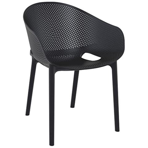 CLP Stuhl Sky Pro I Gartenstuhl aus Kunststoff I Stapelbarerer Bistrostuhl I Wetterfester Lehnstuhl, Farbe:schwarz