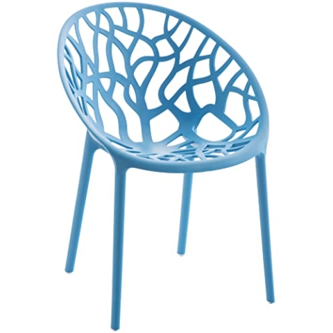 CLP Gartenstuhl Hope Kunststoff I Stapelstuhl wetterfest und UV-beständig I Outdoorstuhl pflegeleicht I Sessel für draußen, Farbe:blau