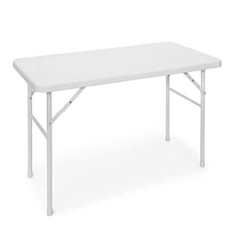 Relaxdays Gartentisch klappbar BASTIAN, rechteckig H x B x T: 74 x 121,5 x 61,5 cm, Metall, Kunststoff, Rattan-Optik, weiß
