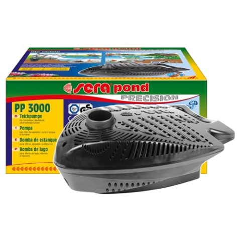 sera pond PP 3000 Teichpumpe | Energiesparender Asynchonmotor | 3500 l/h & 55 Watt | Inklusive Vario-Anschlussstutzen | Ideal für Teichfilter, Bachläufe & Springbrunnen | 3,8 m Wasserstrahl-Höhe