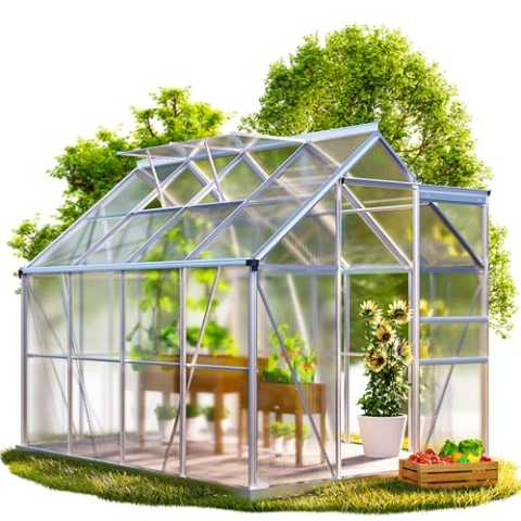 GARDEBRUK® Gewächshaus Aluminium 4,8m² 250x190cm inkl. 2 Dachfenster Tomatenhaus Treibhaus Anzuchthaus Garten Frühbeet Pflanzenhaus Aufzucht 7,63m³
