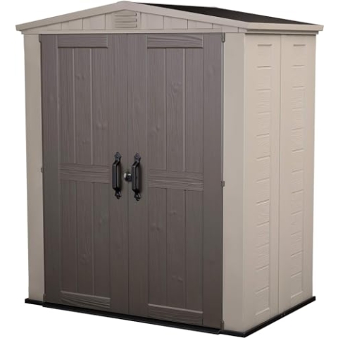 Keter Gerätehaus Factor 6x3, Beige, 3.1m³ Rauminhalt, Außenmaße (B/T/H):178 x 113.5 x 208 cm, wetterfest, wasserdicht, UV-beständig, Outdoor