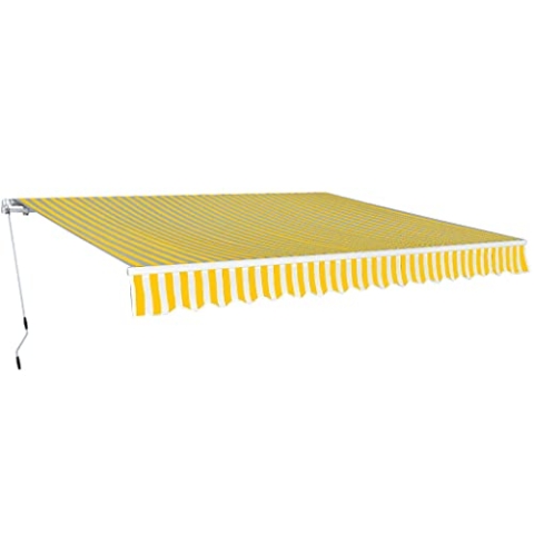 vidaXL Gelenkarmmarkise 400cm Gelb/Weiß Markise Sonnenschutz Terrasse Balkon