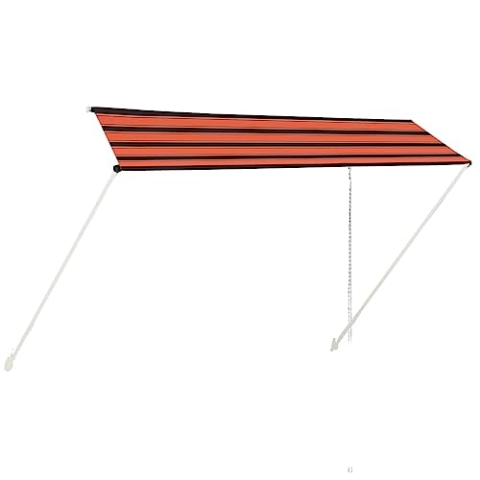 vidaXL Markise, Klemmmarkise Einziehbar, Sonnenschutz für Fenster Terrasse Balkon, Balkonmarkise Fallarmmarkise Fenstermarkise, 350×150cm Orange Braun