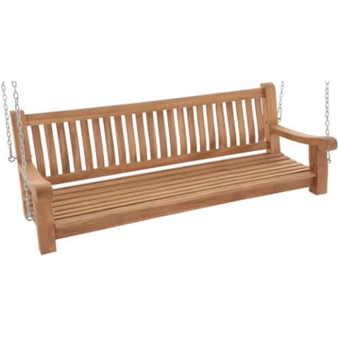 CLP Schaukelbank Joyce I Gartenschaukel aus Teakholz I Holzschaukel wetterfest und massiv I mit Befestigungsmaterial, Farbe:Teak, Größe:180 cm