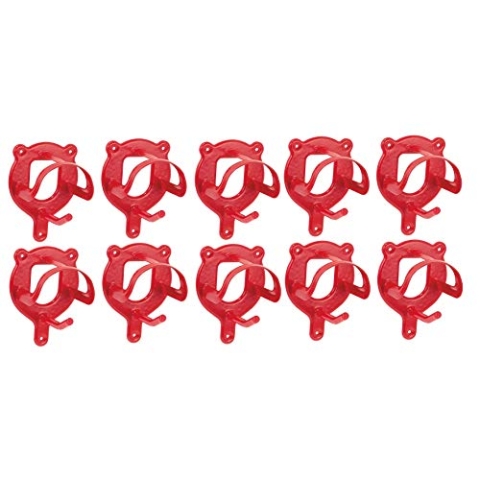 PFIFF 001109 Trensenhalter mit Zusatzhaken, Metall pulverbeschichtet, rot, 10er Set