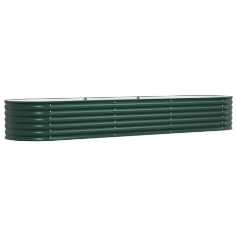 vidaXL Grünes Metallgartenhochbeetpflanzgefäß | Feuerverzinkter Stahl für den Außenbereich | Ovale Form | Modernes Design | Langlebige und geräumige Bauweise für Gemüse, Kräuter, saisonales Gärtnern