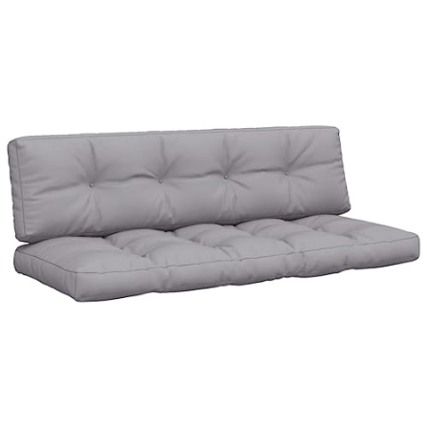 vidaXL Palettenkissen 2-TLG., Palettenpolster für Europaletten, Palettensofa Kissen Indoor Outdoor, Palettenauflage Sitzkissen Rückenkissen, Grau Stoff