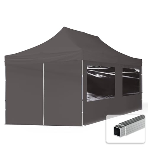 TOOLPORT Faltpavillon Faltzelt Pavillon 3x6m - 4 Seitenteile Aluminium 32mm Partyzelt 700N grau