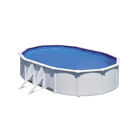 Gre Pool KIT500ECO Fidji - Aufstellpool aus Stahl, oval, mit weißes Aussehen. Abnehmbare Gartenpool. 500 x 300 x 120 cm