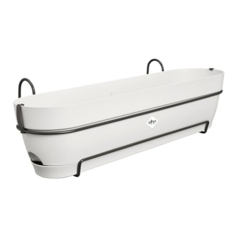 elho Vibia Campana Balkonkasten Allin1 70 mit Wasserreservoir - Übertopf für Balkon - 100% recyceltem Plastik - Ø 70.4 x H 17.7 cm - Weiß/Seidenweiß