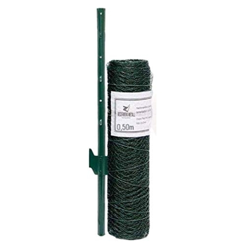 Niederberg Metall Maschendrahtzaun Set - 25m x 50cm Zaun - 20 Pfosten - 13x13 Zaunset Verzinkt Grün