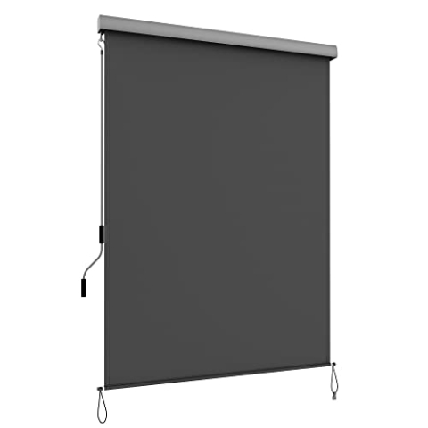 SONGMICS Senkrechtmarkise, ausziehbar, 2,5 X 1,4 m (L x B), Vertikalmarkise für Terrasse und Balkon mit Markisenkasten, Schutz vor Sonne und Wind, Sichtschutz, grau GSA145GY