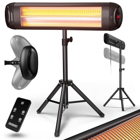 Monzana® Infrarot Heizstrahler MZH2500 Stativ 110-175cm 2500W 3 Stufen 24h Timer Fernbedienung Wärmestrahler Standheizer Teleskopständer Schwarz