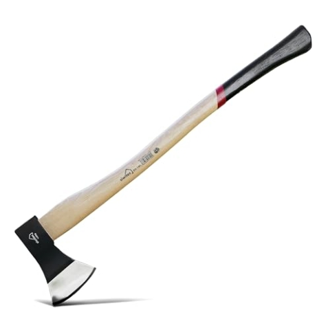 siwitec Holzaxt SH-140, Axt mit Hickory-Stiel und C45 Carbon Klinge, Länge: 80,3 cm, Kopfgewicht: 1400 g, Spaltaxt Holz, Universalaxt, Beil
