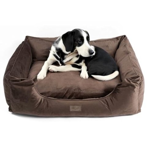 bo&flash Kuscheliges Hundebett Austin 'Taupe' - XL - Hundesofa für Kleine & Große Hunde - Design Waschbar - Gelenkschonend Mit Anti-Rutsch-Beschichtung