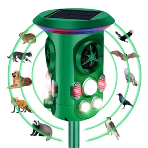 Fleau Garden Katzenvertreiber PRO – Tiervertreiber – Ultraschall – Solarenergie – Mardervertreiber – Taubenvertreiber – Schädlingsvertreiber – Wasserdicht (Grün – 360°-Schutz)