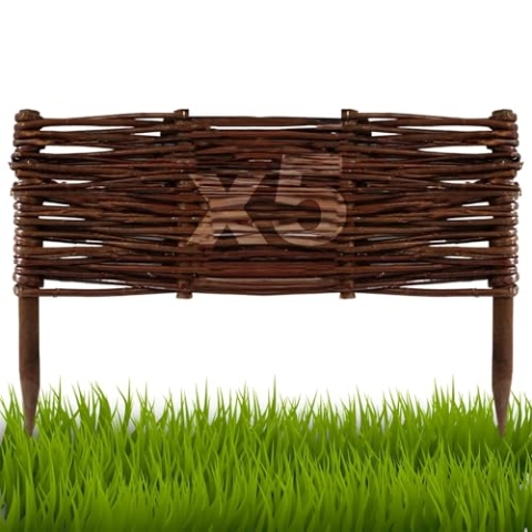 Floranica 5 Stück Beetbegrenzung aus Weide 20 cm x 40 cm Rasenkante aus Weidengeflecht Beeteinfassung Rasenkante Beetzaun Weidenzaun Palisade Abtrennung von Blumenbeetwegen Gartenbeeten