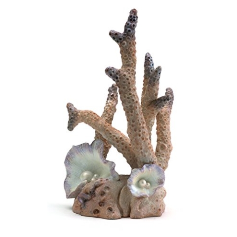 biOrb Korallen Ornament L - Aquarium-Deko in Form einer Koralle mit Muscheln, Zubehör fürs Aquarium-Becken, 360 Grad Modell in Braun/Beige