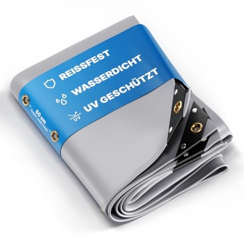 NEMAXX® Premium Abdeckplane Wasserdicht [400x600cm] – UV Beständige [650 g/m²] LKW Plane mit Ösen, PVC Gewebeplane für Holz, Garten, Dach & BAU – Winterfeste Schutzplane – Grau – 24m²
