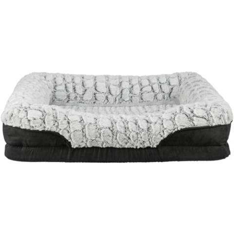 TRIXIE orthopädisches Hundebett Vital Lino 90 × 65 cm in schwarz/grau - hochwertiges Hundekissen mit Memory Schaum - Hundekorb für ältere Hunde - gelenkschonend und entlastend – 37255