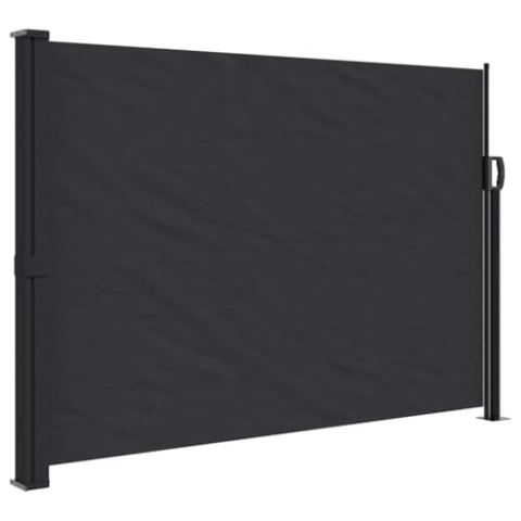 vidaXL Seitenmarkise, Wandmarkise mit PU-Beschichtung, Sichtschutz für Balkon Terrasse Garten, Windschutz Markise, Ausziehbar Schwarz Polyester