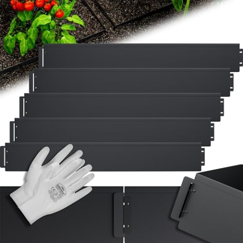 GARDEBRUK® Rasenkante verzinkt 5m 10m 15m 20m 25m 30m 35m 40m 45m 50m 100x15cm oder 100x18cm verzinkt Handschuhe Beeteinfassung Mähkante Palisade Metall, Schwarz (Länge 40m - Höhe 15cm)