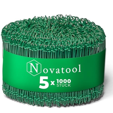Novatool 5.000 Stück Rödeldraht mit Ösen 1,4 x 140mm Bindedraht Grün ummantelt, rostfreier & langlebiger Drilldraht, Drahtbinder, Ösendraht, Drahtschlaufen, Ideal als Floristendraht und Blumendraht