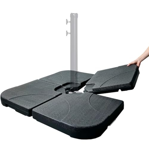 Silvergear® Schirmständer Befüllbar mit Sand & Wasser | Ampelschirmplatten 4-Teilig | Schirmständer Sonnenschirm | Für Schirmständer mit Bodenkreuz | 100x100x7.5CM | Schwarz