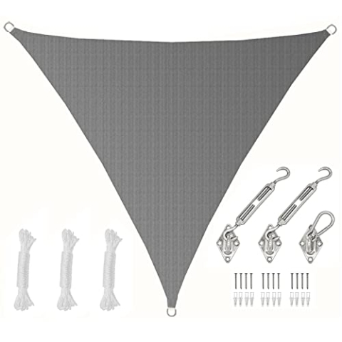 AMANKA 2x2x2 UV Sonnensegel Dreieck Wasserdurchlässig - Sonnenschutz Terrassenüberdachung mit Befestigung - Sonnendach Dreieckig für Terrasse Balkon Wohnwagen Carport - Pool Segel Sichtschutz Garten